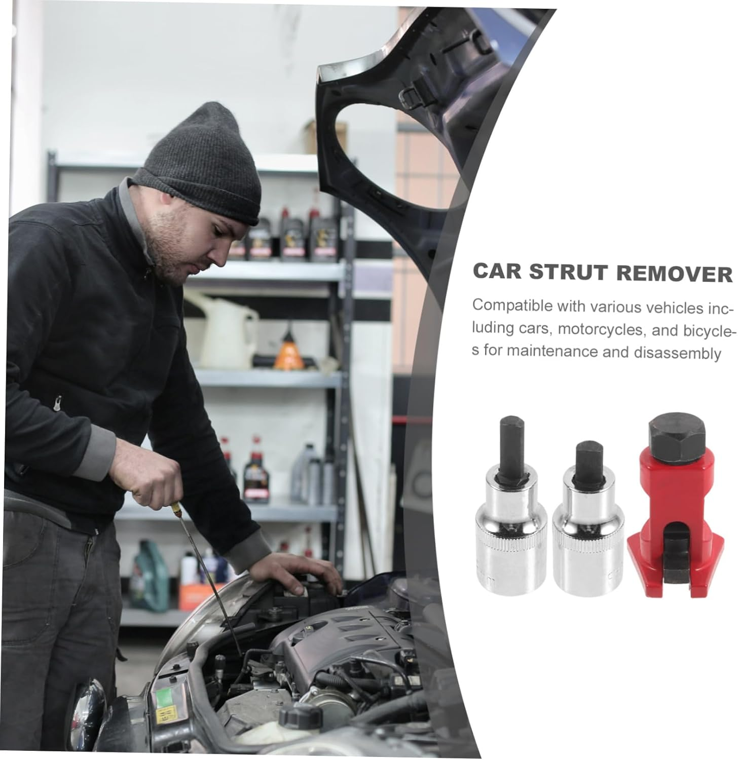 HOMSFOU 3Pcs Suspension Strut Spreader Tool Set with Strut Nut Socket Red Mechanical Automotive Steering and Suspension Separation for Vehicle Repair - Assorted Color image number 4