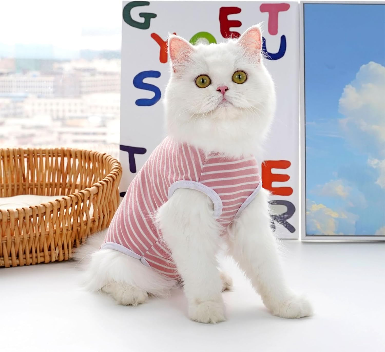 Diiwmme Cat Recovery Suit Post Surgery Cat Recovery Onesie Medical Vest Cone E-Collar Alternative Cat Pajama Suit anti Leak Surgery Suit for Small image number 2