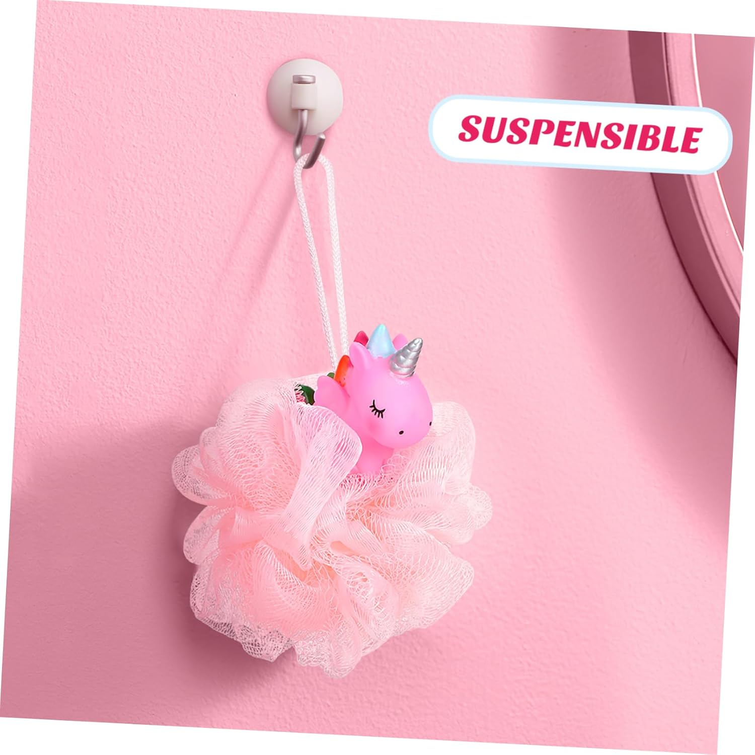 Lurrose 2Pcs Unicorn Shower Loofah Exfoliating Mesh Shower Ball Pouf Kids Bath Sponge Body Cleaner Deep Cleaning Loofah Bath Sponge image number 4