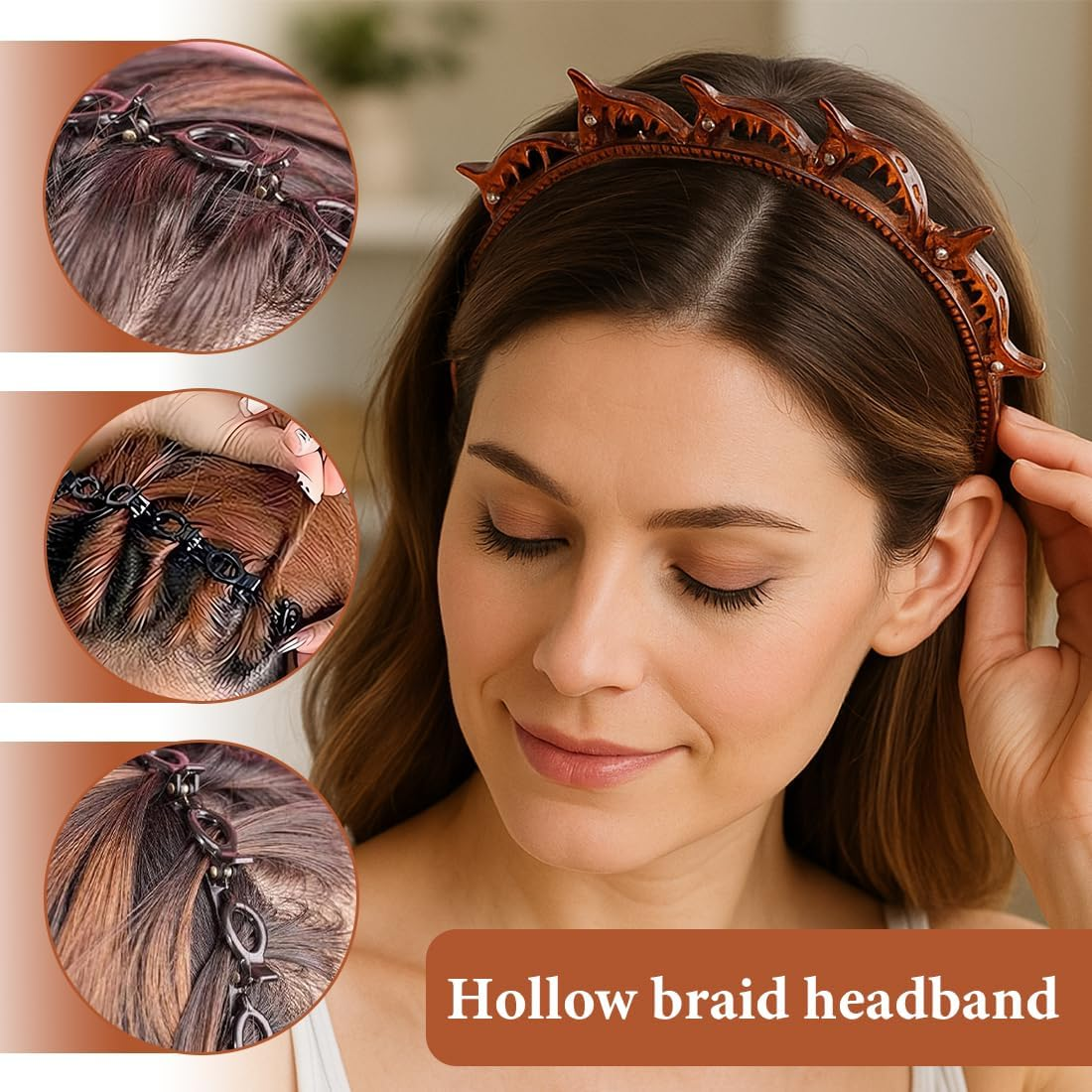 GXGM 6 Pieces Women'S Headband Clip, Hair Pin with Fringes, Women'S Headband with Clips, Hairpin Hairstyle Fringe, Hair Band with Tooth Comb image number 1