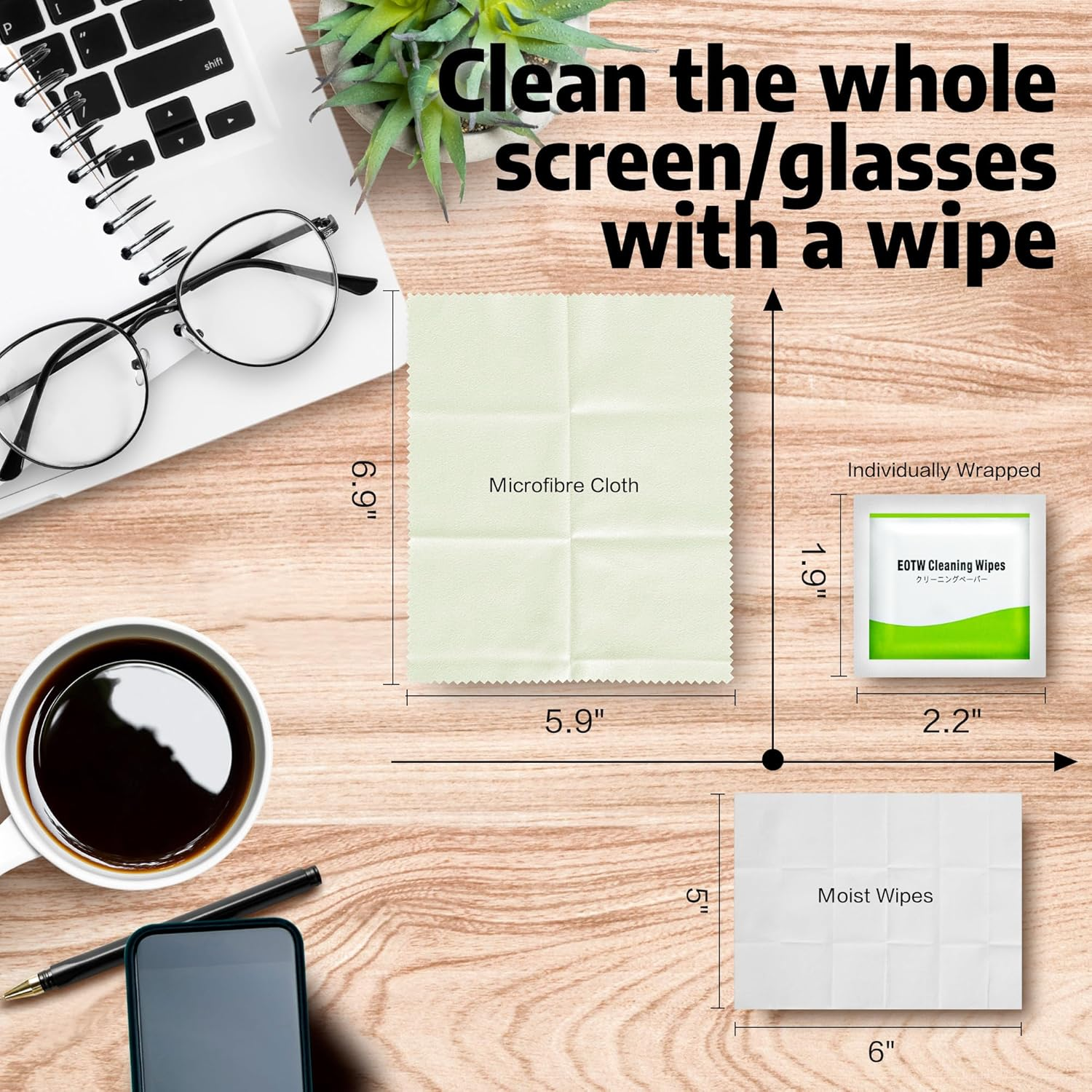 EOTW 400Pc Screen Wipes - Computer, TV, Laptop, Monitor Cleaner for Phone, Ipad, Lens, Tablet, Keyboard, Glasses image number 5