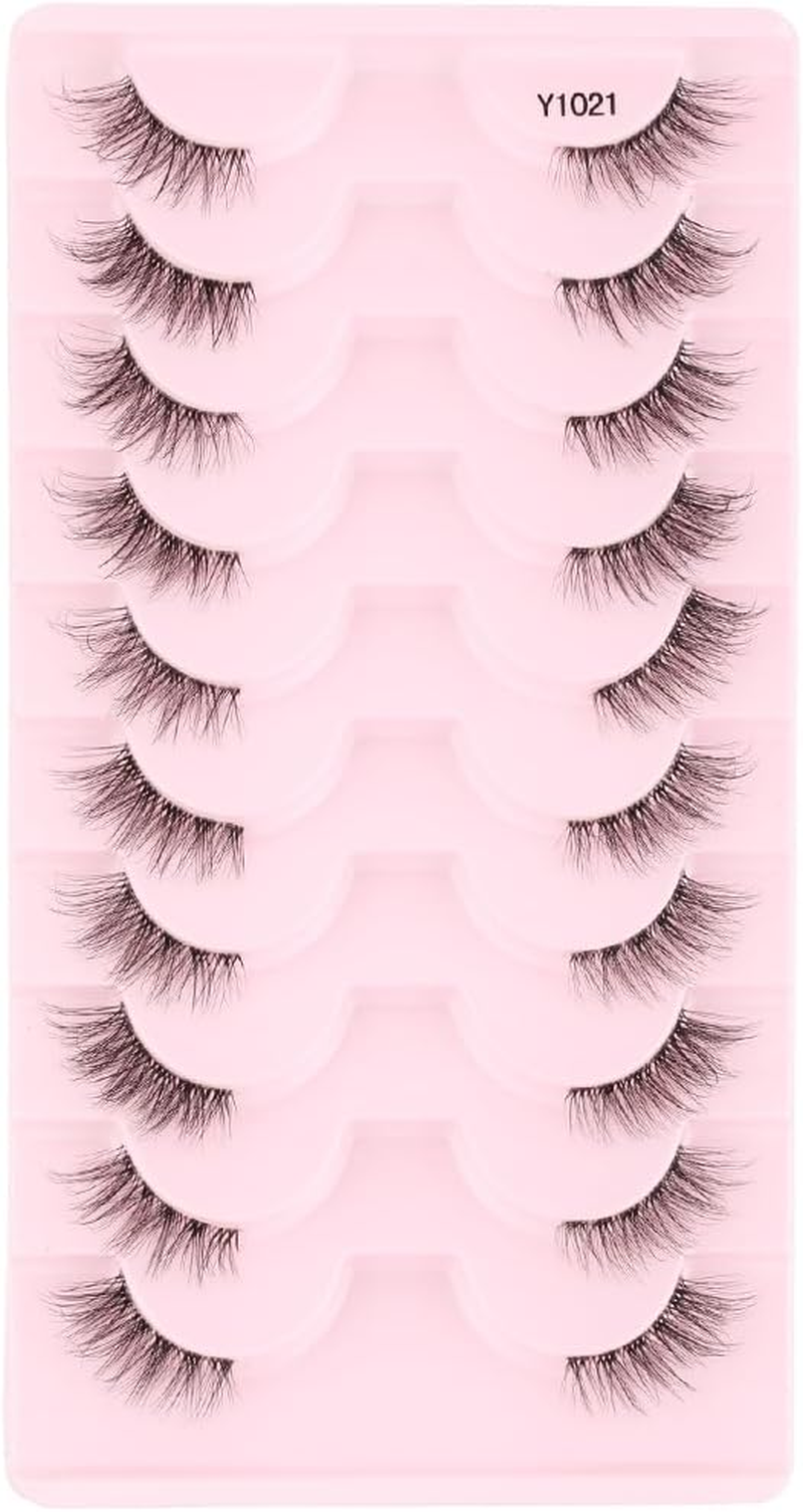 SULV I1016-1028# Series,10 Pairs Pack False Eyelashes Cat Eye Faux Mink Lashes Natural Look Fluffy Wispy Lashes That Look like Extensions D Curl Lash Strips Short Fox (10 Pairs Pack -Y1026) image number 6