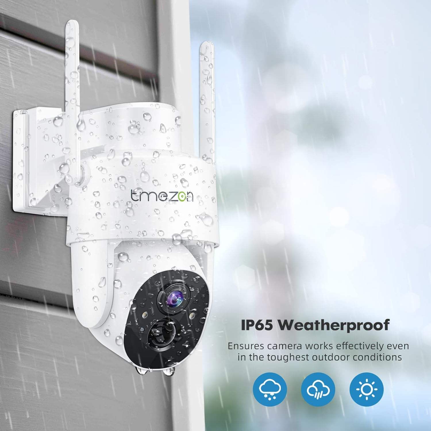 Solar Powered Security Camera TMEZON Outdoor Wireless 360&deg; PTZ Camera for Home Surveillance with 3MP Night Vision Pan Tilt Solar Powered, Motion Detection Record 2.4Ghz Wifi Vicohome App image number 4