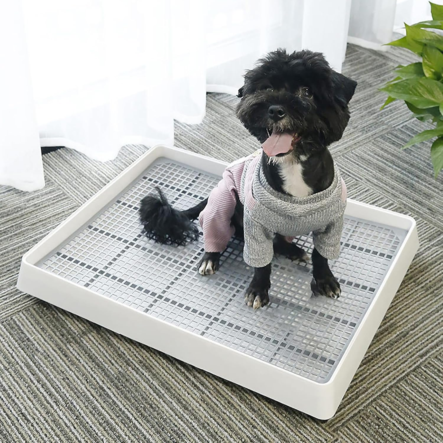 WUWEOT 2 Pack Large Rabbit Litter Box, Shallow Bunny Restroom Litter Tray, Small Animals Litter Pan Toilet Potty Trainer with Grate for Rabbit Hamster Ferret Rats Guinea Pigs Hedgehog Chinchillas image number 5