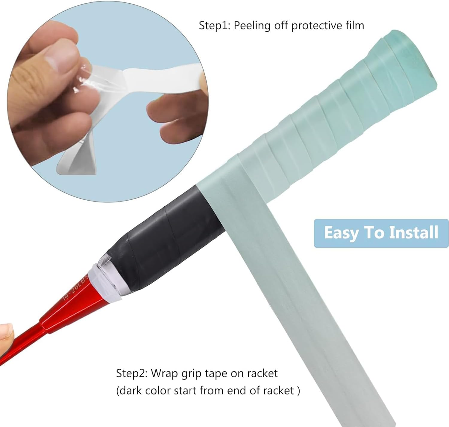 10 Pack of anti Slip and Moisture Absorbing Grip Straps, Highly Comfortable Overgrip Tennis Racket Tape, Absorbent and Dry Feel Tennis/Pickleball/Badminton Grips Overgrip Tape image number 3