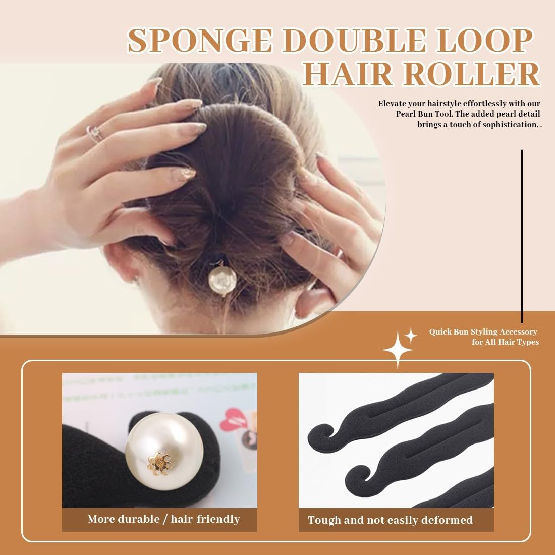 JYNXOR Hair Bandouchi, Pack of 3 Magic Hair Buns, Hair Accessories, with Pearl Buns, Hair Bun Maker, Hair Bun Maker, for Hair Bun and Bun image number 1