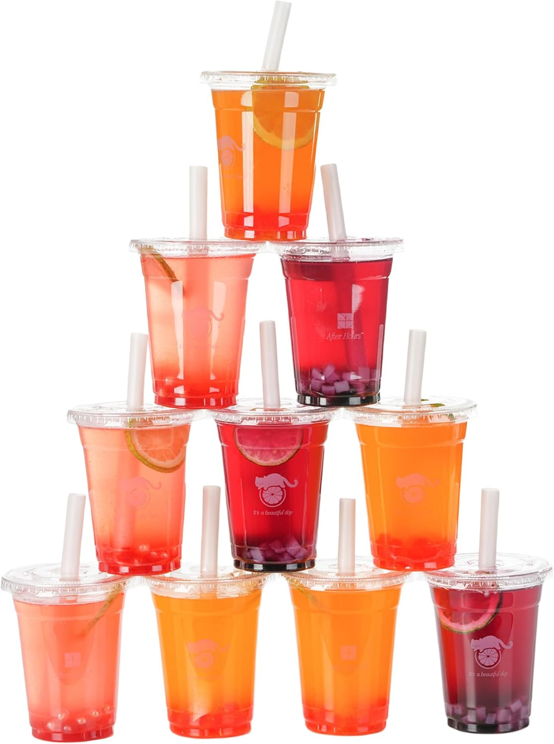 Boba Fruit Tea Kit for Party, 10 Drinks, Natural Tea&Vitamin C Based, Lychee & White Peach with Popping Boba, Grapefruit & Guava with Nata De Coco, Grape Syrup with Crystal Boba Jelly image number 2