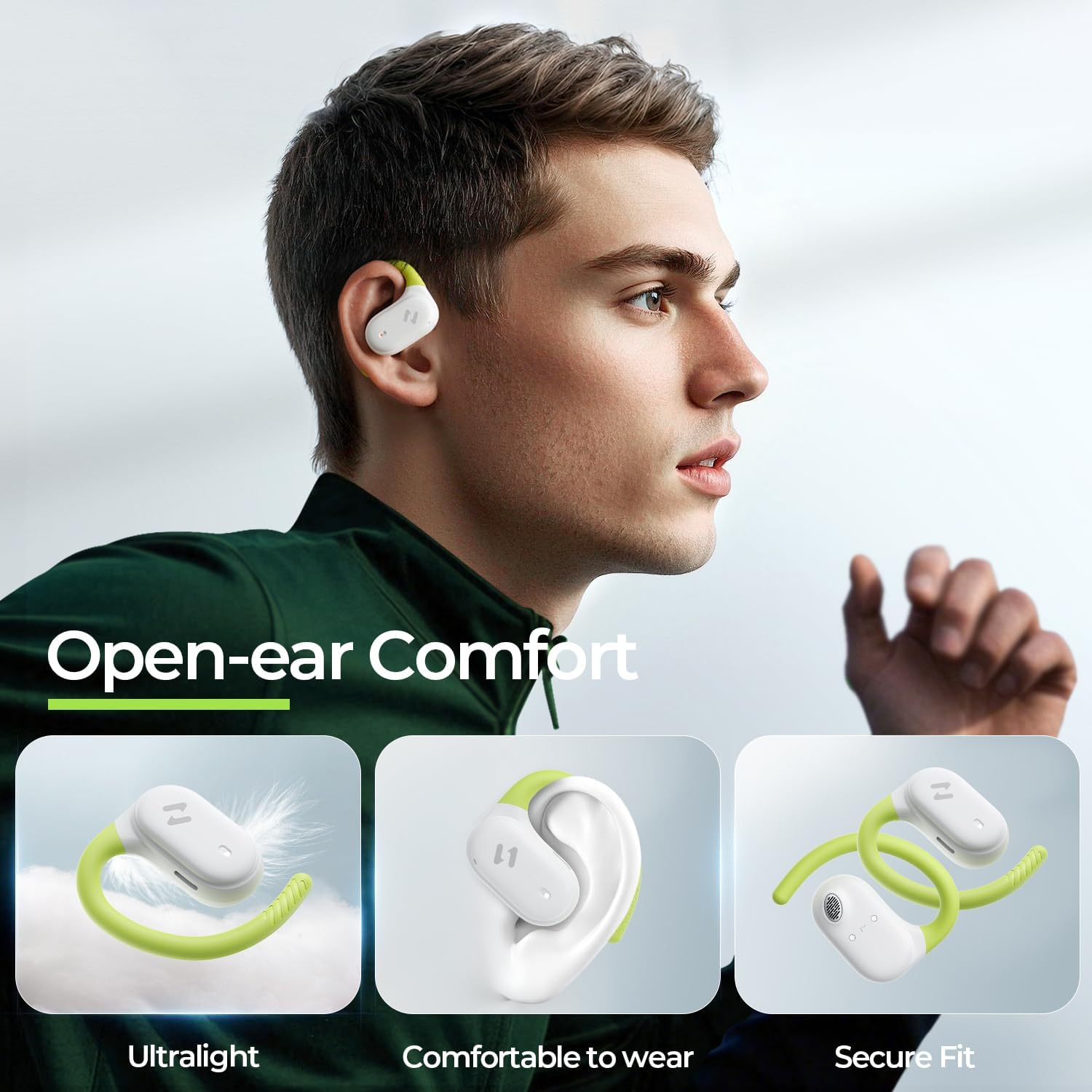 Havit OWS915 Open-Ear Headphones, 64H Playtime Open Ear Earbuds with IPX5, Deep Bass, Powerful Sound Wireless Bluetooth Headphones image number 1