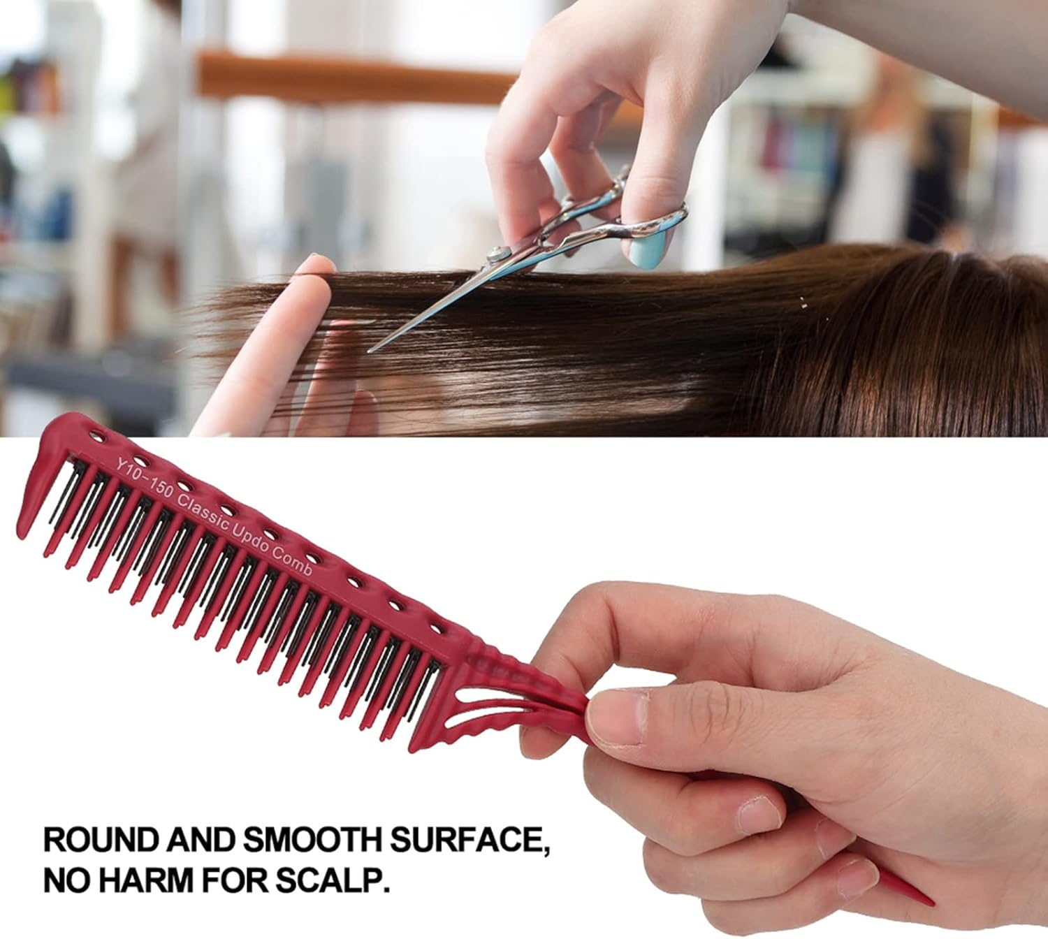 ANKROYU Mouse Tail Comb, Root Comb, Hair Care Styling Comb, Lightweight Hairdressing Salon Supplies, Comb, 3 Row Comb, Hairdressing Salon Supplies, Comb (A) image number 6