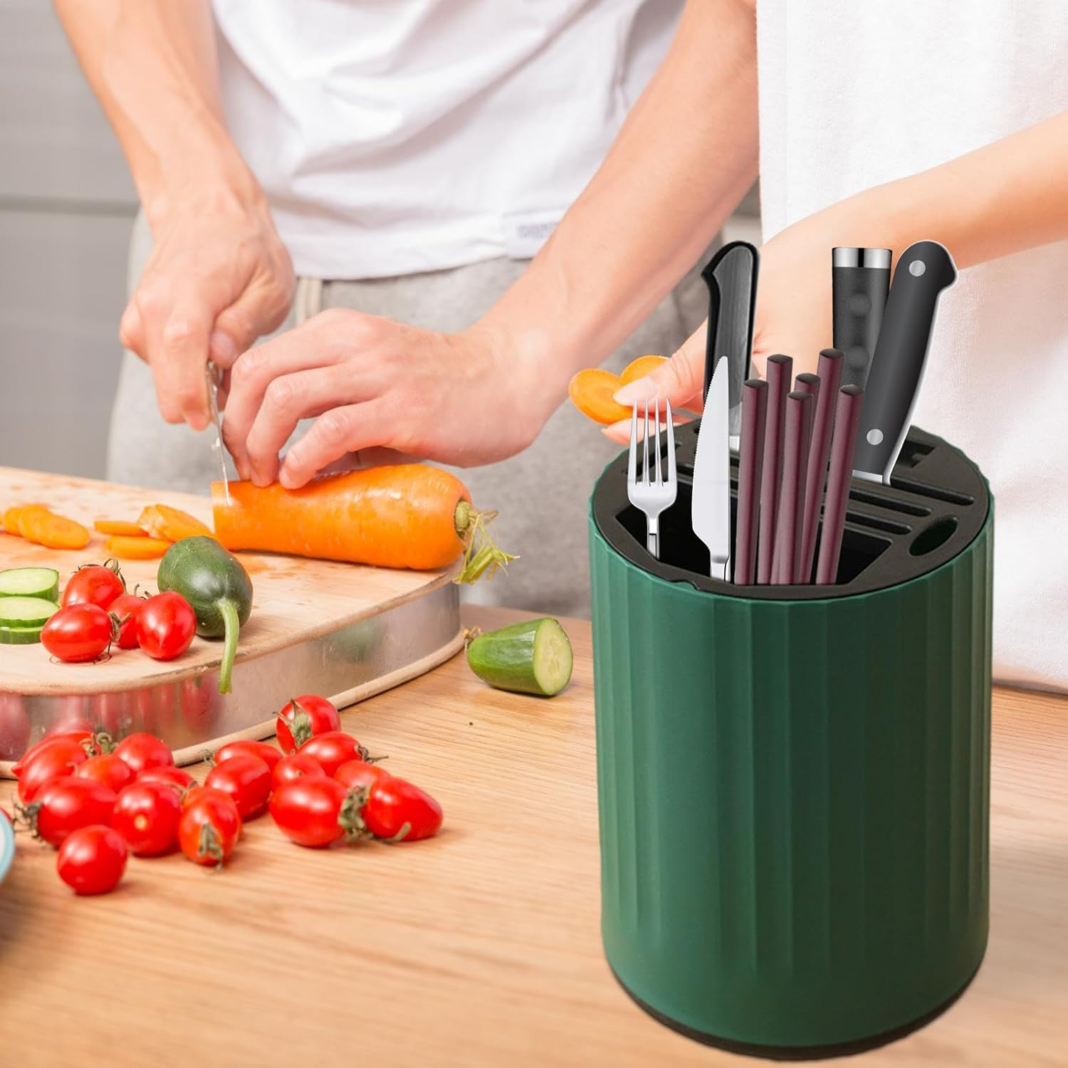 Rotating Knife Holder for Kitchen - 360 Degree Rotating Chopstick Cage Cutlery Stand - Rotating Stand for Kitchen Knives, Forks, Spoons, Mixers, Chopsticks image number 6