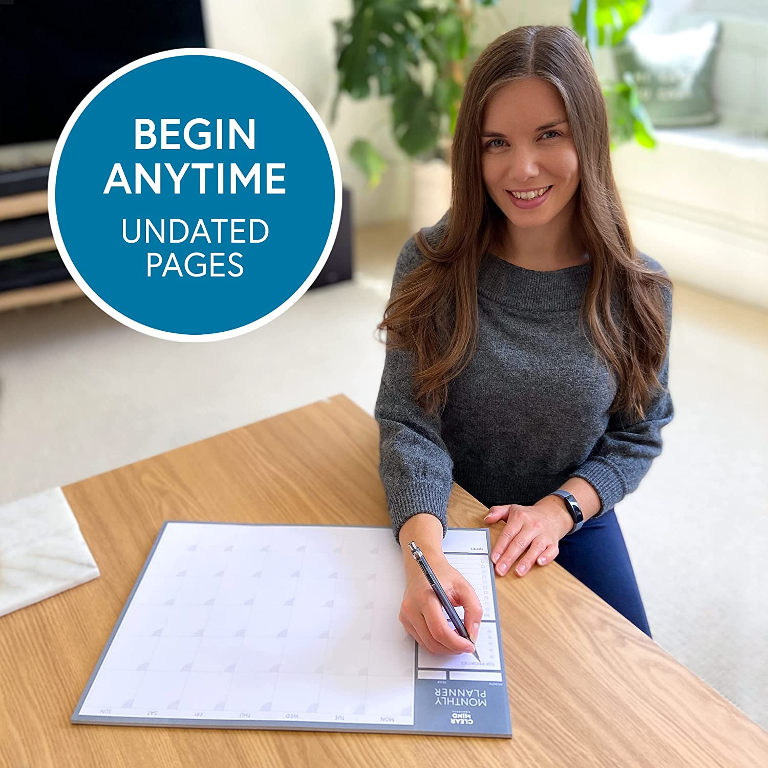 Monthly Planner Desk Pad by Clear Mind Concepts&reg; &ndash; A3 Size - 24 Undated Tear off Sheets 160Gsm Thick Paper - to Do Checklist Notes for Home Business Office Study Productivity Planning and Organising image number 2