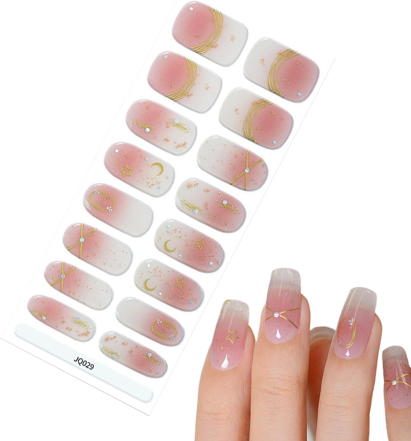 Rissunkv Gels Nails Polish Strips,16X Gradient Strips Adhesive Gel Nail Polish - Long-Lasting Nail Decals Home Salon Nail Crafting Decoration for Gathering, Dating image number 4