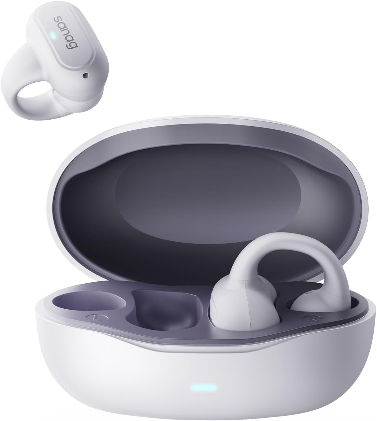 Sanag Z50SPRO Open Ear Wireless Earbuds Bluetooth 5.3 with Microphone Clip on Ear Headphones with Charging Case Compatible with Iphone/Samsung Phone for Men, Women(Pink)