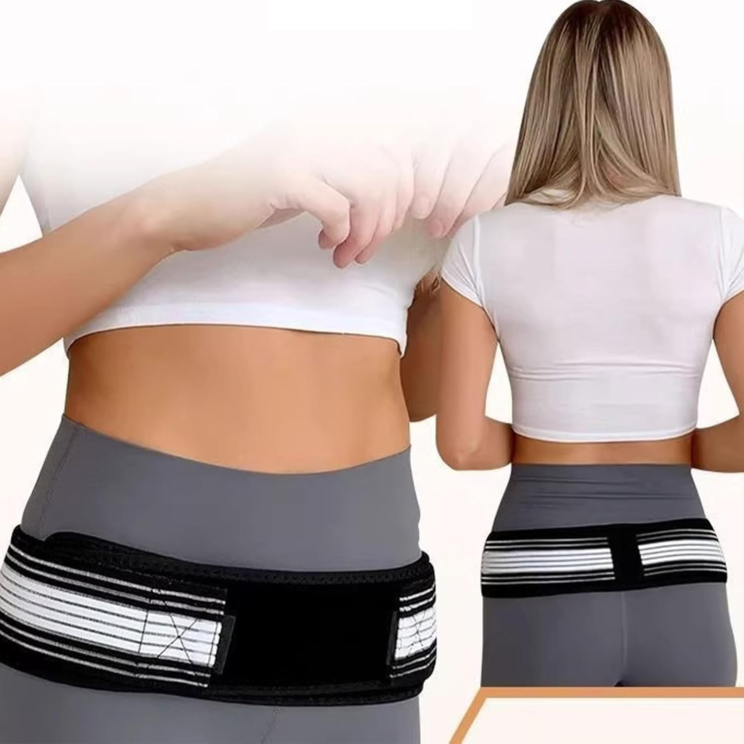 RIBHNXHI Sacroiliac Hip Belt for Men and Women That Relieves Sciatic, Lower Back Pain, SI Joint Support Brace for Pelvic Stability Nerve Compression, Trochanter Brace Regular, Lower Back Support Belt with Lumbar Support image number 4