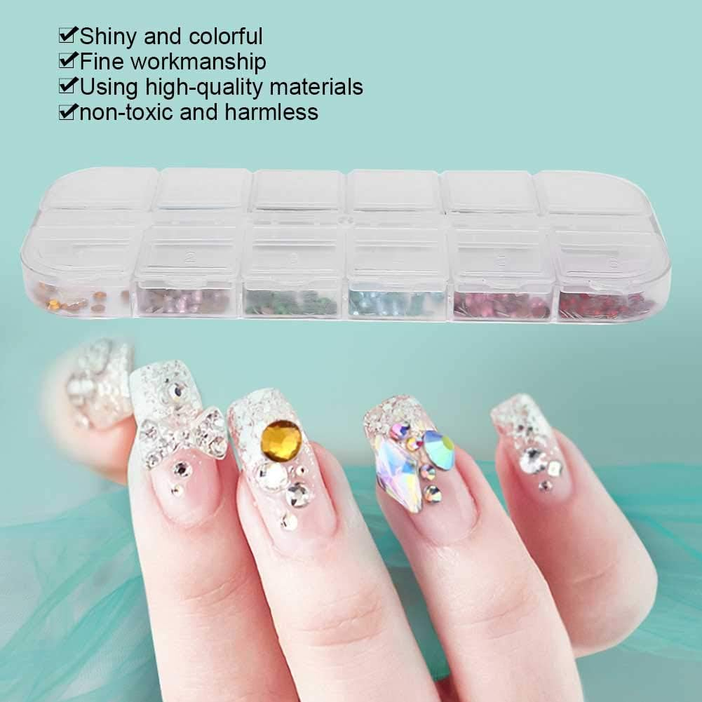 Glitter 12 Models DIY Manicure Decors, Rhinestones Nail Decorations, Shiny DIY Nail Rhinestones, Glitter Rhinestones image number 6