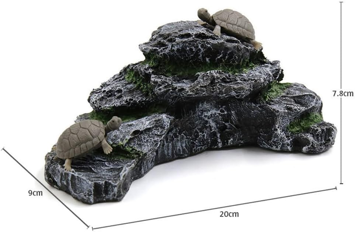 NUZAMAS Turtle Basking Platform Turtle Tank Ramp Platform Shelter Habitat Decor Artificial Resin Platform Stairs for Tortoise Climb Stone Habitat Ornament