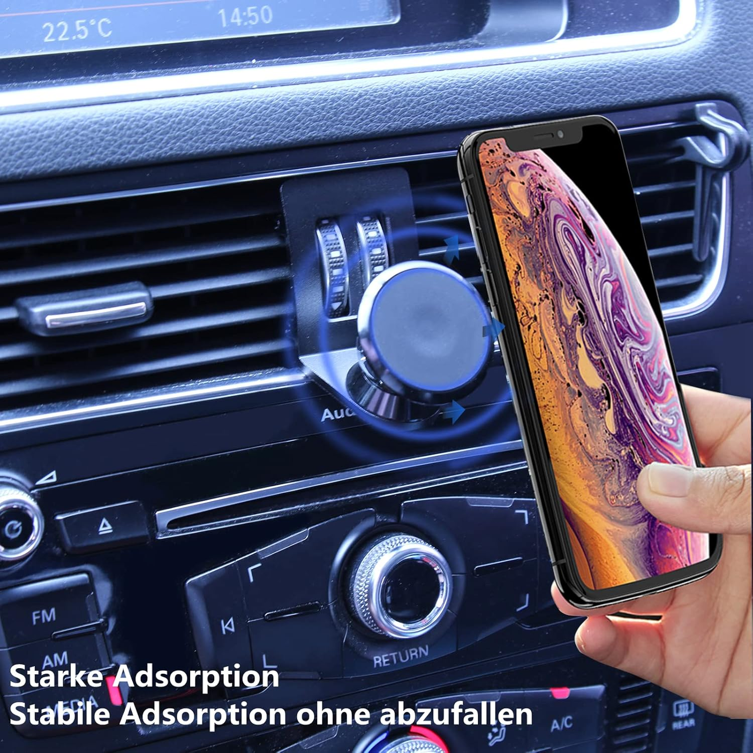 Car Mobile Phone Holder Compatible with Audi Q5 8R and SQ5 Suitable for Smartphone and GPS with Magnetic Mobile Phone Holder 360 Degree Adjustable Viewing (Black) image number 3