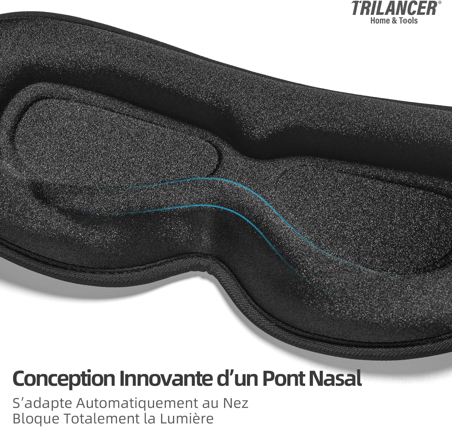 2025 Innovative Sleep Mask for Men and Women,Trilancer 3D 99.99% Light Blocking Design, Comfortable Eye Mask, Blackout Blindfold for Sleeping, Nap, Meditation, Travel (Black) image number 5