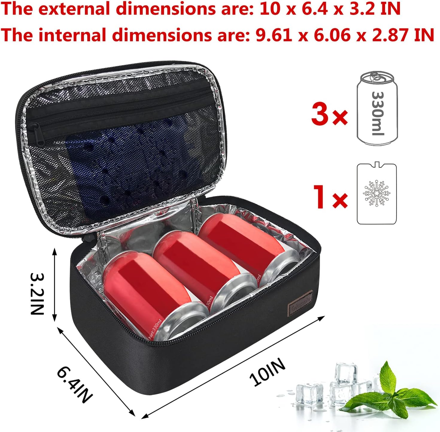 Gloppie Small Lunch Bag for Men Women Insulated Lunch Box Mini Lunchbox Kids Lunch Box Bag Adult Portable Cooler Bags Reusable Snack Bag Black - E. Green image number 2