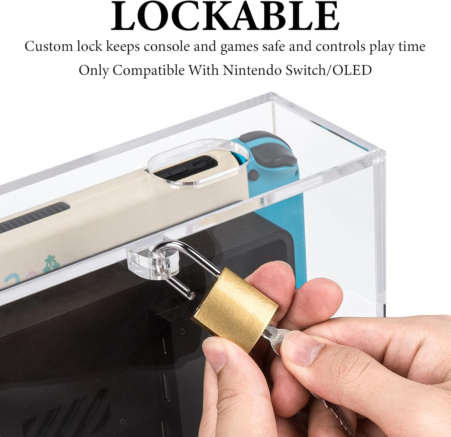 Geekria Console Dust Cover with Lock Compatible with Nintendo Switch/Oled Charging Dock, Clear Anti-Scratch Protective Display Case, Dustproof Secure Storage Box for Gaming Console