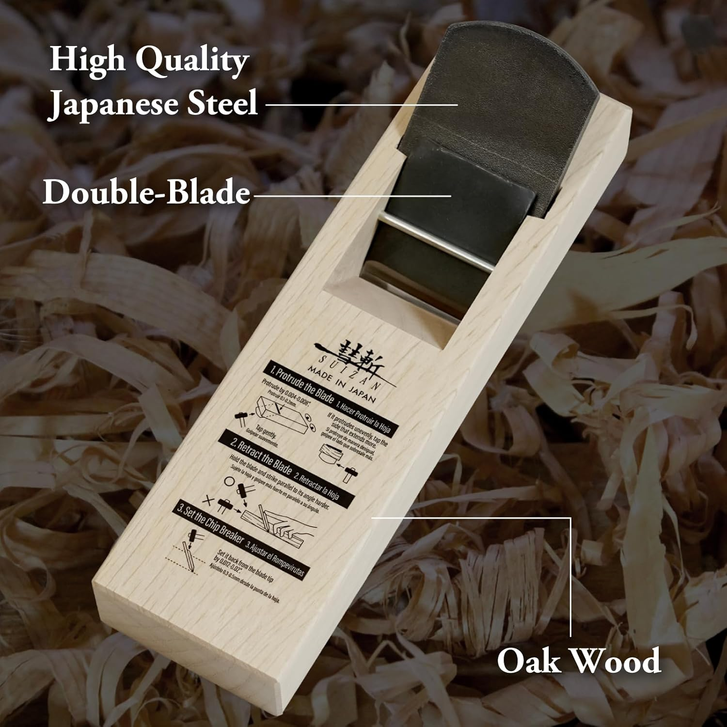 SUIZAN Kanna Japanese Wood Planer 60Mm - Professional Hand Block Plane Woodworking Tools