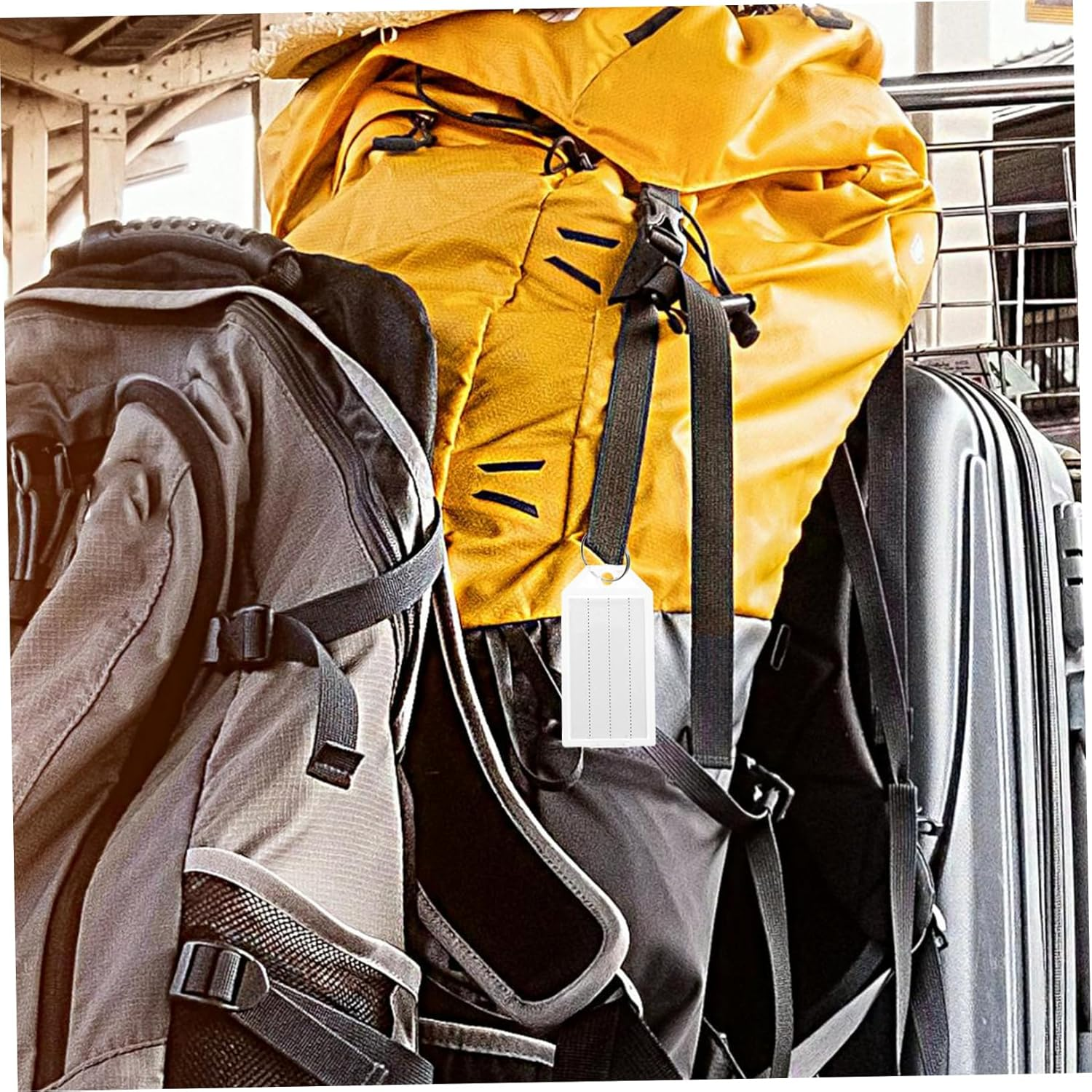 HOUDERCO 100Pcs Fun Luggage Tags Keyring Labels Tags Bulk Suitcase Baggage Cruise Luggage Plastic Key Item Identifiers Split Rings image number 6