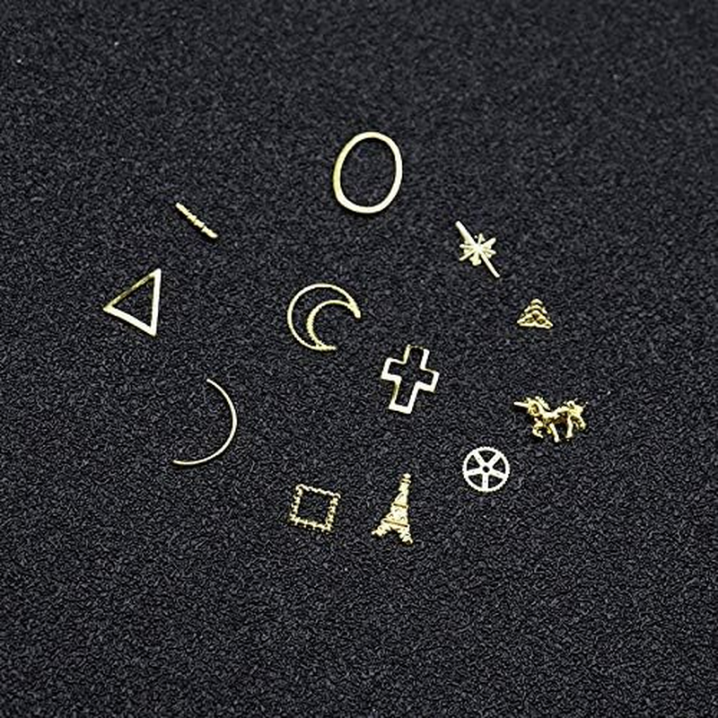 HANGQINGHENG 12 Grid 3D Metal Rivets Studs Mixed Style Gold Studs Decorative Metal image number 4