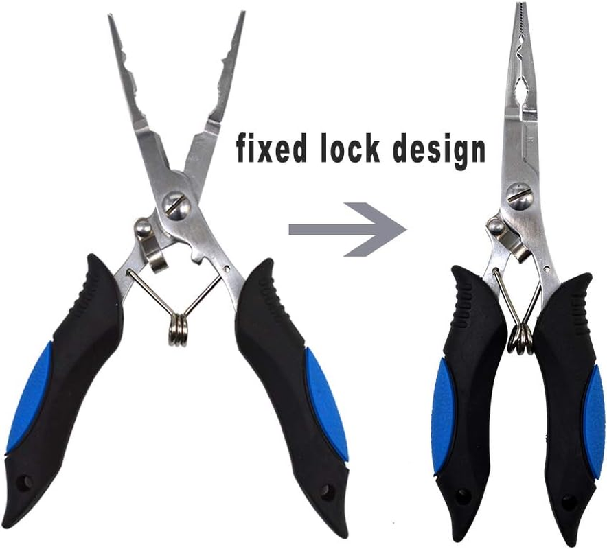 Stainless Saltwater Fishing Pliers,Hooks Remover Ring Pliers Lightweight Saltwater Pliers with Sheath and Telescopic Lanyard image number 2