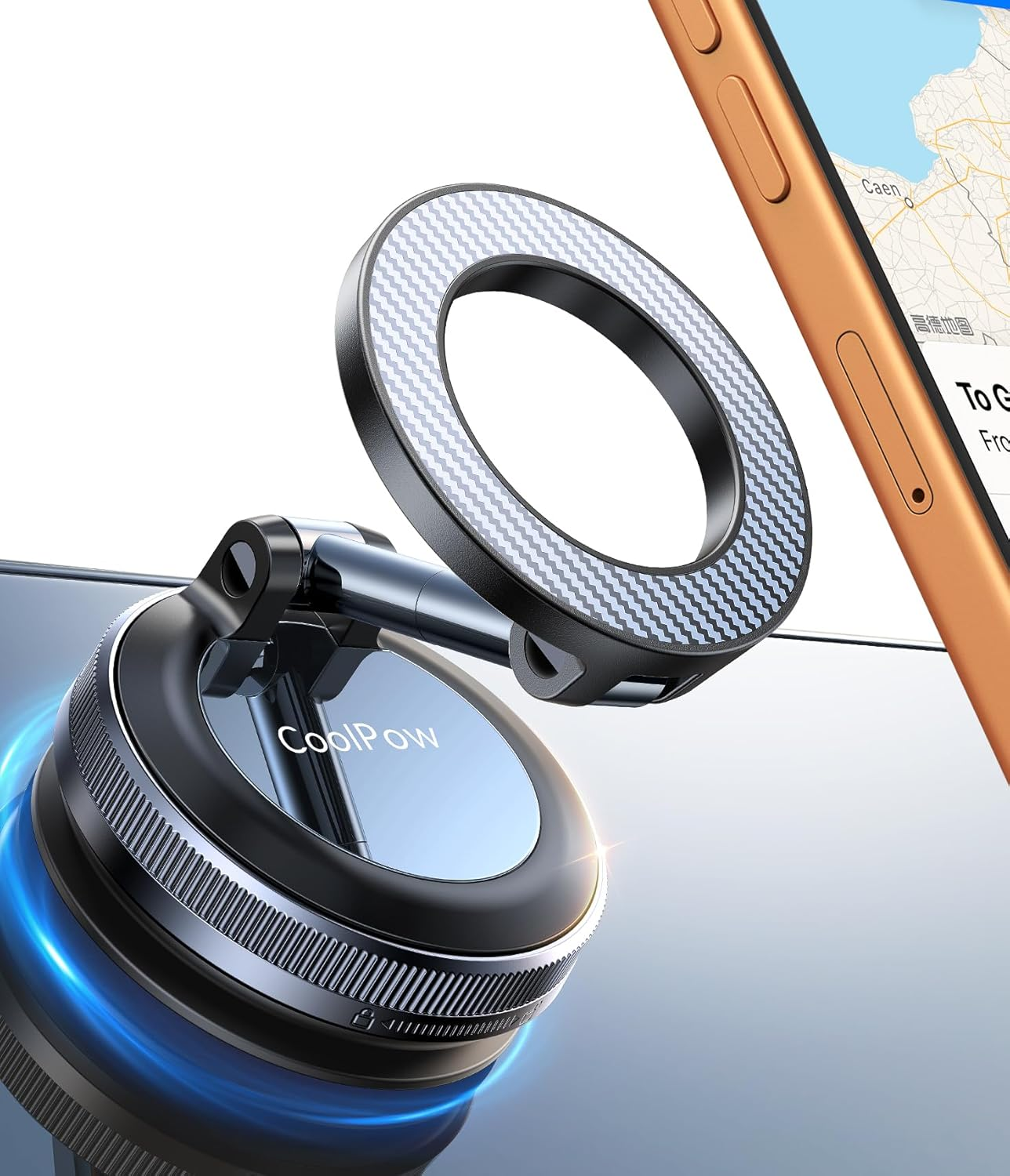 Coolpow for Magsafe Car Mount Vacuum Magnetic Phone Holder for Car Suction Cup Phone Mount, Foldable & Portable Vacuum Magnetic Phone Stand for Iphone 17 Air 16 15 14 13 12 Fit Gym/Bathroom Mirror