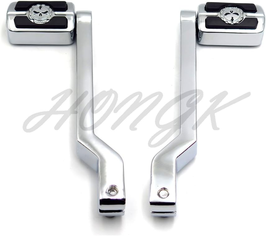 HONGK- Chrome Aluminum Heel/Toe Shift Levers with Skull Shifter Pegs Compatible with H-D Heritage Softail FLST 1986-Later [B07FDKPVMN] image number 1