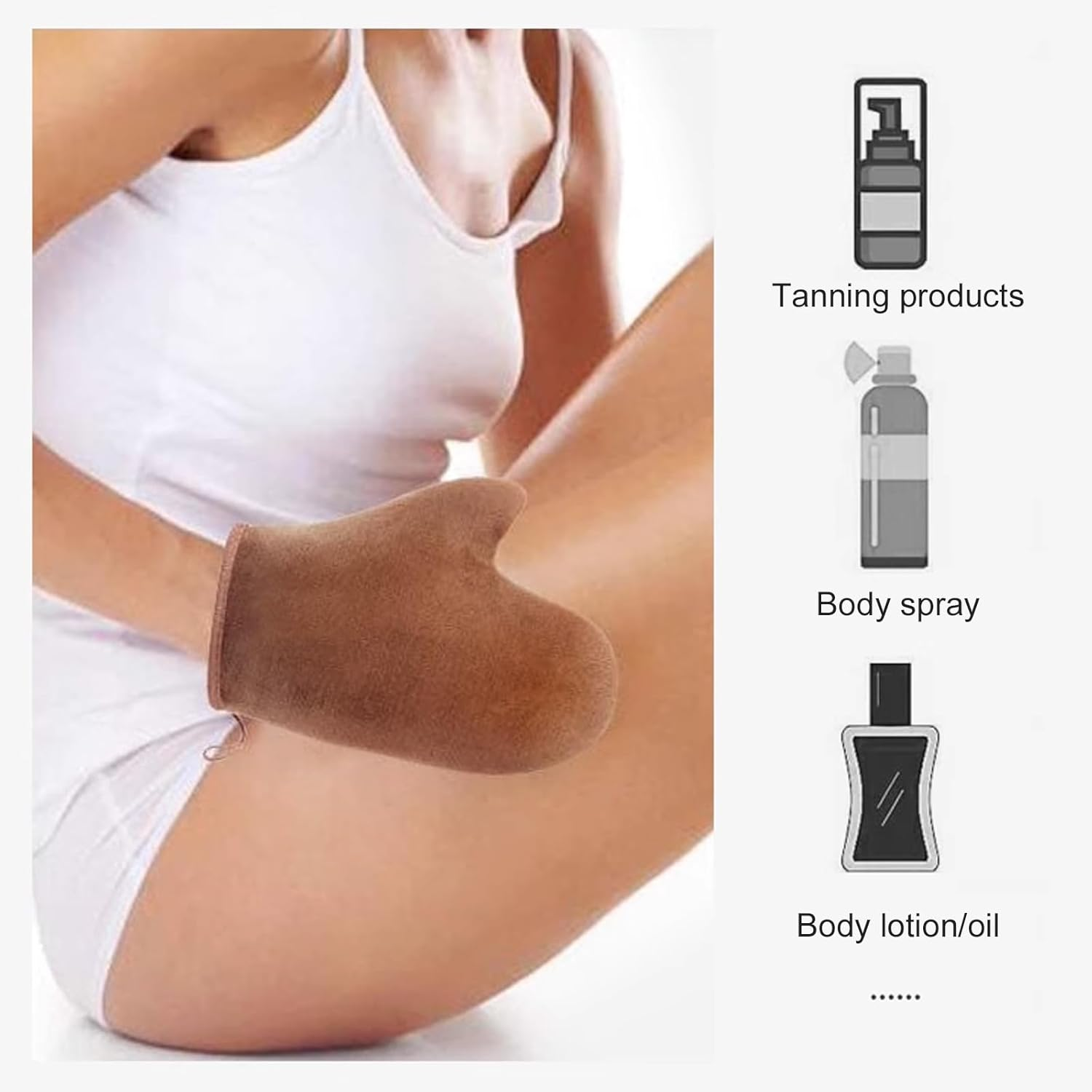 3-In-1 Self Tanner Mitt Applicator Kit &ndash; Tanning Glove, Back Applicator Body Brush for Streak-Free, Even Fake Tan （Brown） image number 1