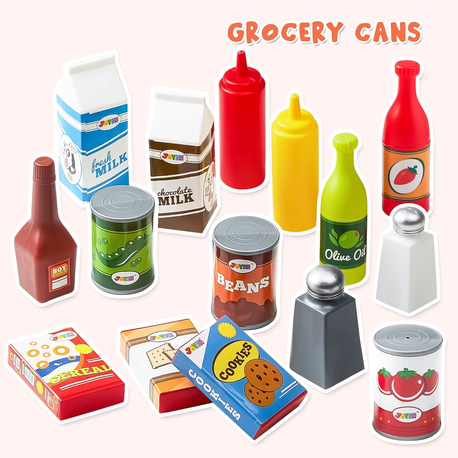 Play Food Set 135 Pieces Kitchen Set for Market Educational Pretend Playset Kids Toddlers Toys Kitchen Accessories Fake Food Party Favor Supplies Holiday