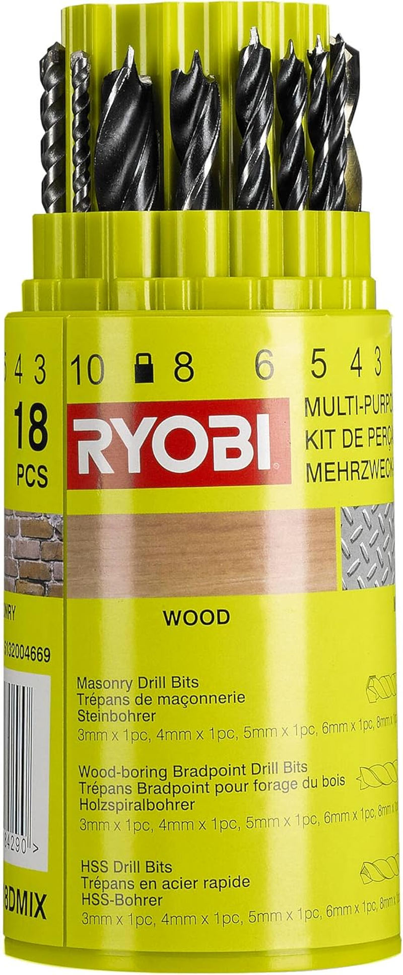 Ryobi Set of 18 Mixed Drill Bits