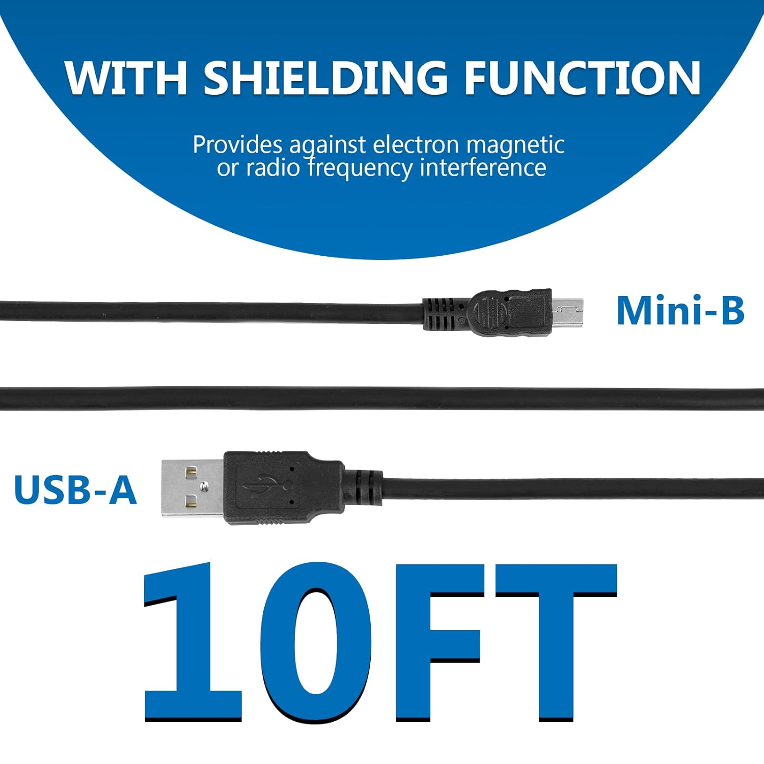 Geekria for Creators USB-A to Mini-Usb Microphone Cable 10 Ft / 300 CM, Compatible with Logitech for Creators Blue Yeti, Yeti Pro, Snowball Ice, Mic Cord (Black) image number 4