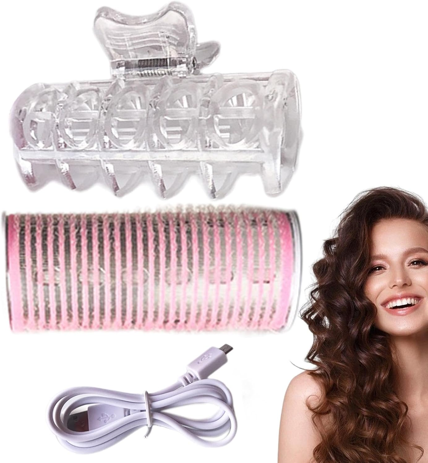 Hair Roller for Bangs,Usb Heated Hair Curler | Electric Rollers Hair Curlers, Self-Adhesive, Efficient for All Hair Types, Portable Heat Solution - Blue image number 3