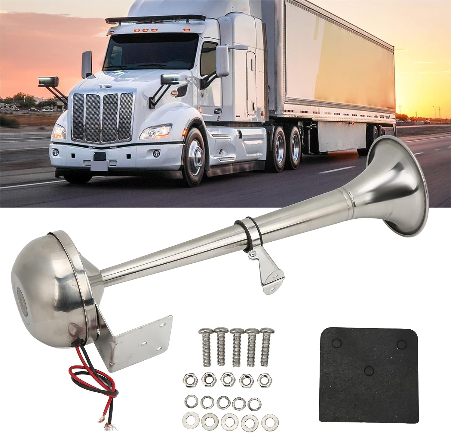 Gugxiom 12V Marine Horn Boat Horn Marine, No Magnetic Stainless Universal Boat Air Horn Coast Guard Approved, Air Horns Loud Marine Air Horns Single Trumpet for Safety image number 5