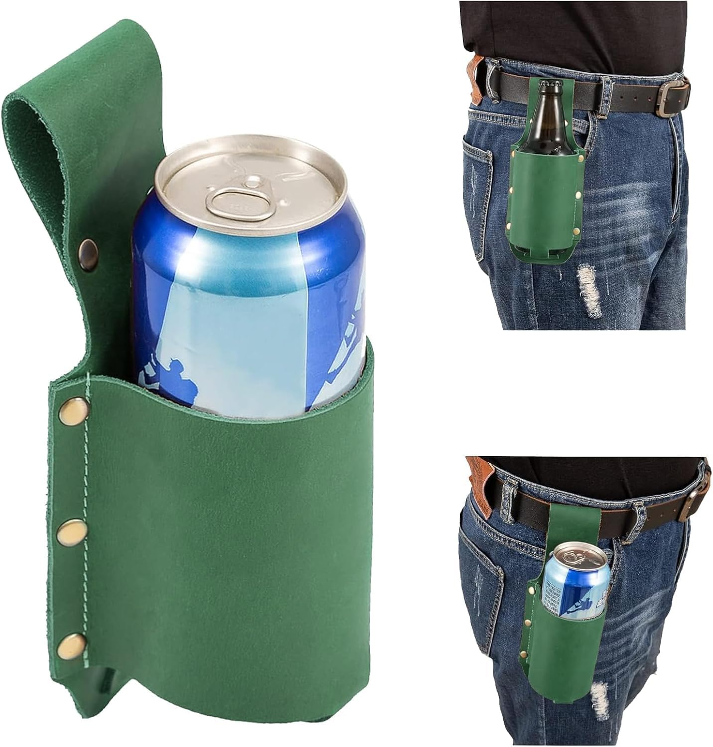 Beer Holster Belt Holds - Portable Waist Strap with Buckle, Beer Bottle Holder for Men, Fit for Camping, Hiking, BBQ, Parties & Outdoor Sports, Beer Accessories Gift image number 1
