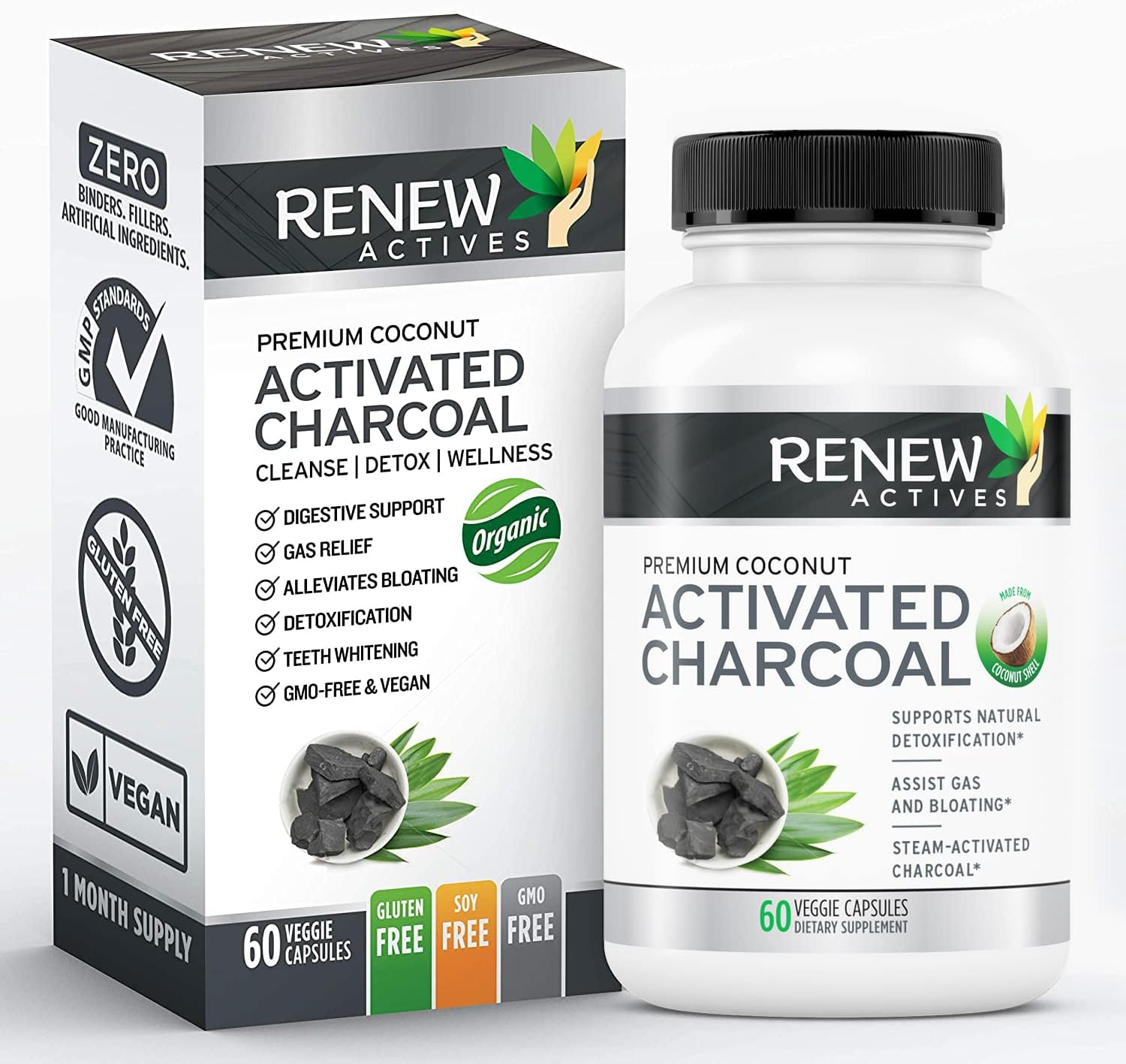 Extra Strength Activated Charcoal Pills Capsules Made from Natural Organic Coconut :: 60 Ct. for Digestive Support and Teeth Whitening : Made in the USA with No Artificial Ingredients image number 4