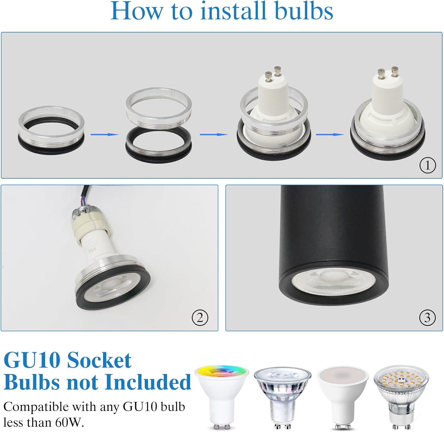 Klighten GU10 Cylindrical 2-Bulb Height Adjustable Pendant Light for Kitchen Bedroom Dining Living Room Black without Bulb image number 5