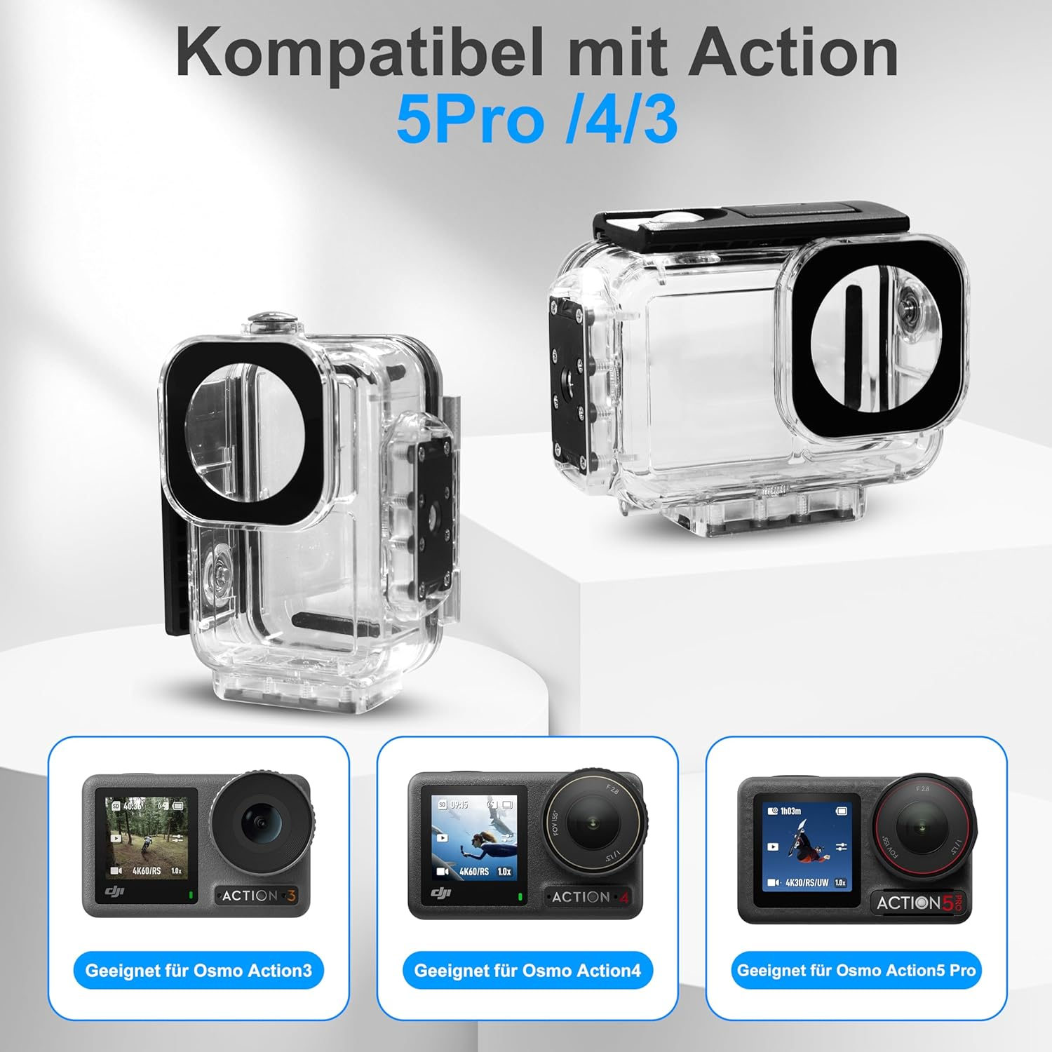 Fitstill 196FT/60M Underwater Waterproof Case with Magnetic Quick Release Interface, Compatible with DJI Osmo Action 5 Pro/Action 4/Action 3, Diving Protection Action 5 Pro Protective Case image number 3