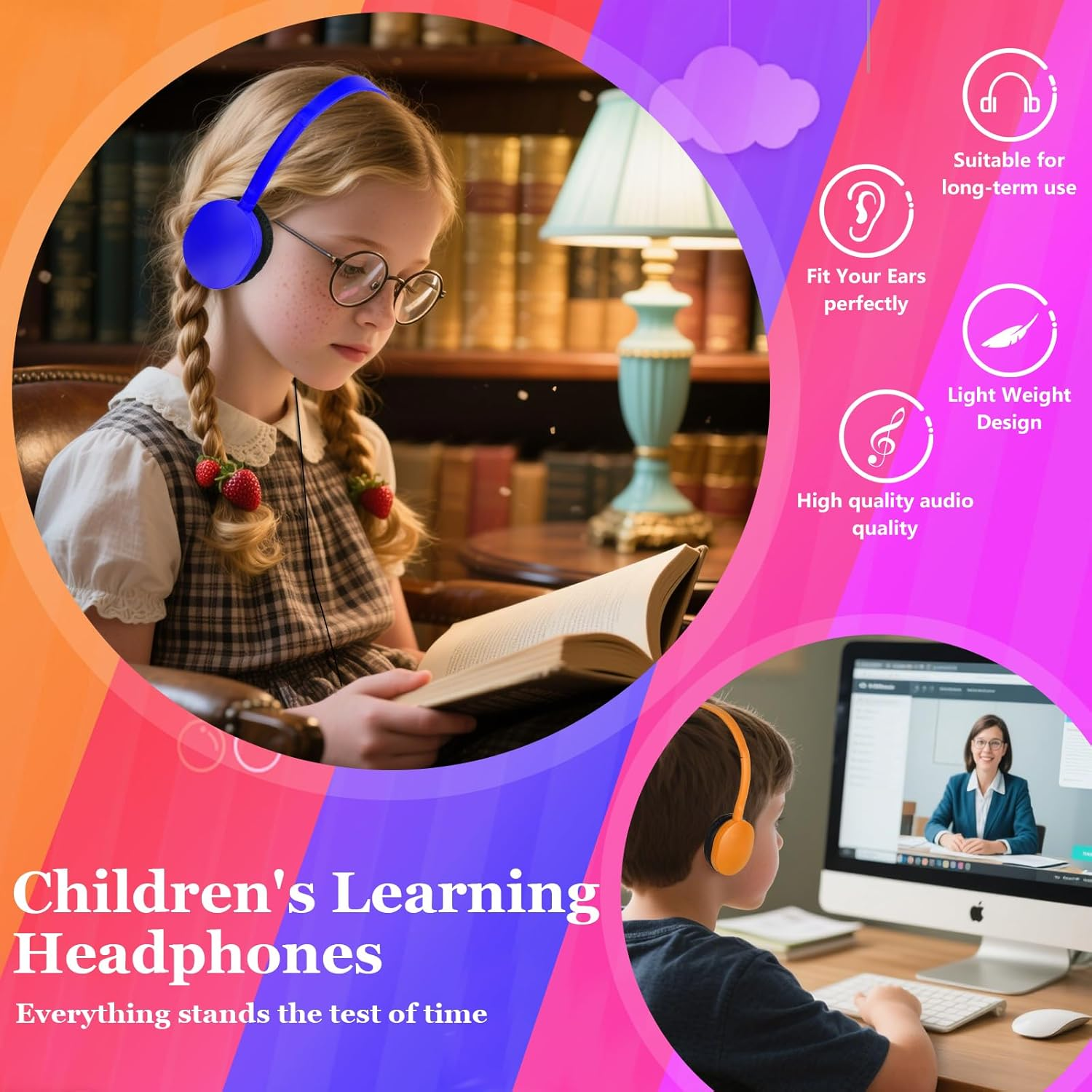 GDBOMA Type C Headphones Bulk for Classroom School Kids 10 Pack,Usb C Wired Headphones for School,Phone,Tablet,Laptop,Pc,Online Class,Meeting,Web Conference,Practice,Test Mixed Colors image number 3