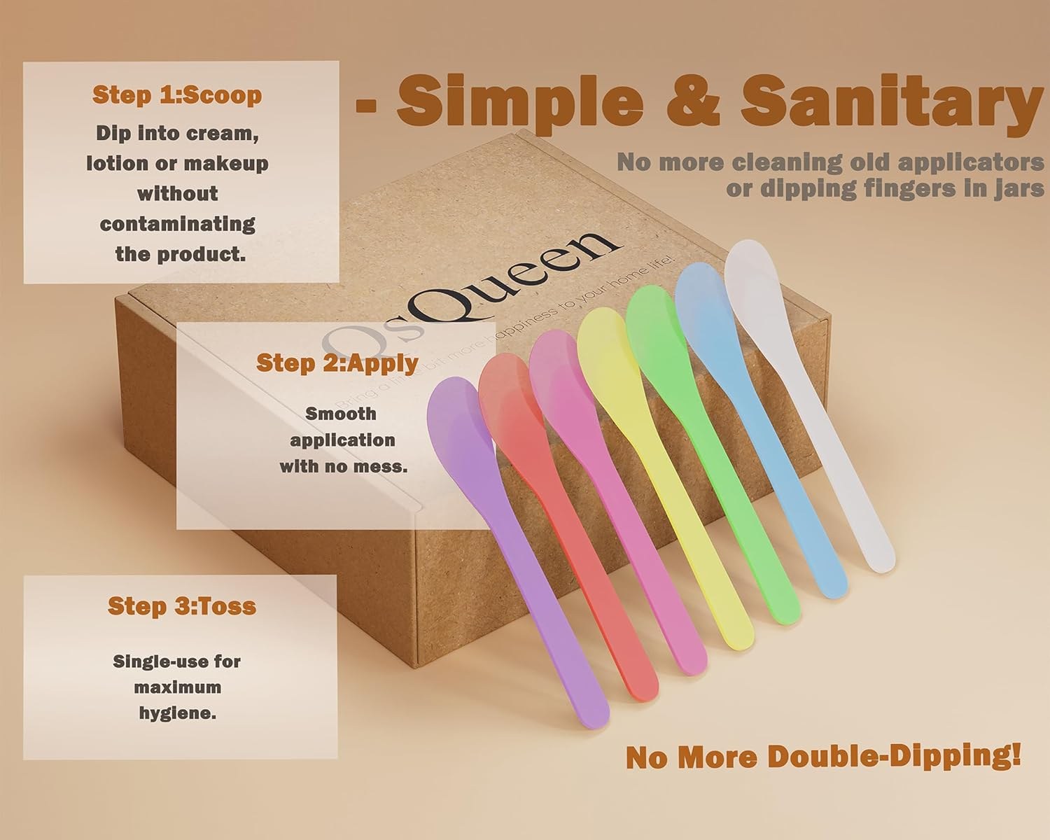 100 PCS Cosmetic Spatula for Makeup Face Mask Plastic Spoon Disposable Makeup Tools for Mixing and Sampling 4.88'' X 1.06" Random Color - Multicolor image number 3