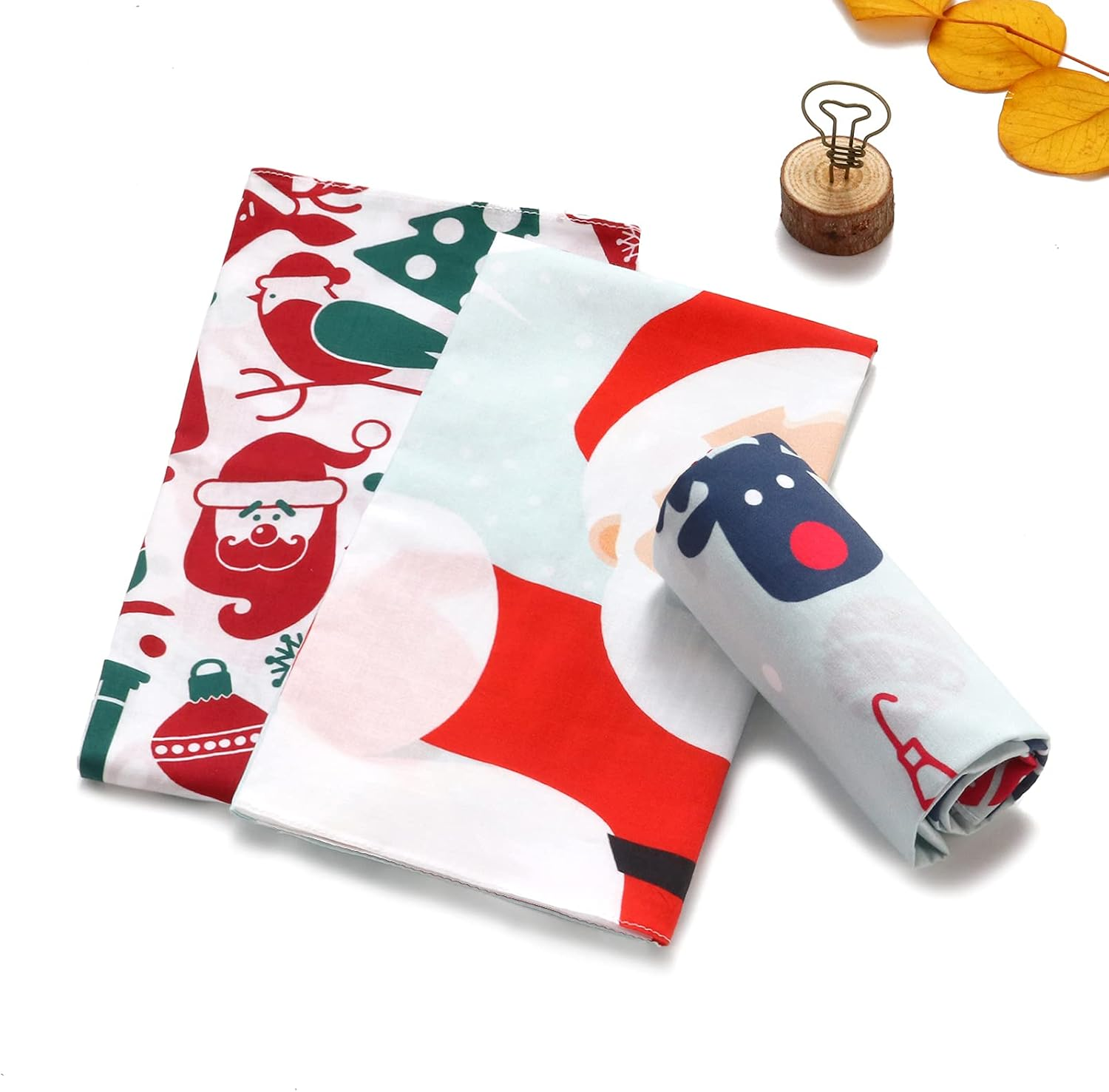 HOULIFE Christmas Handkerchief &ndash; Handkerchiefs for Ladies Cotton, 100% 60S Combed Cotton Xmas Santa Claus Moose Trees Sock Gingerbread Man Hankies Gift Set for Women Men Kids, 3/6 Pieces, 40X40Cm - 6, Just Say Homerry-Xmas image number 7