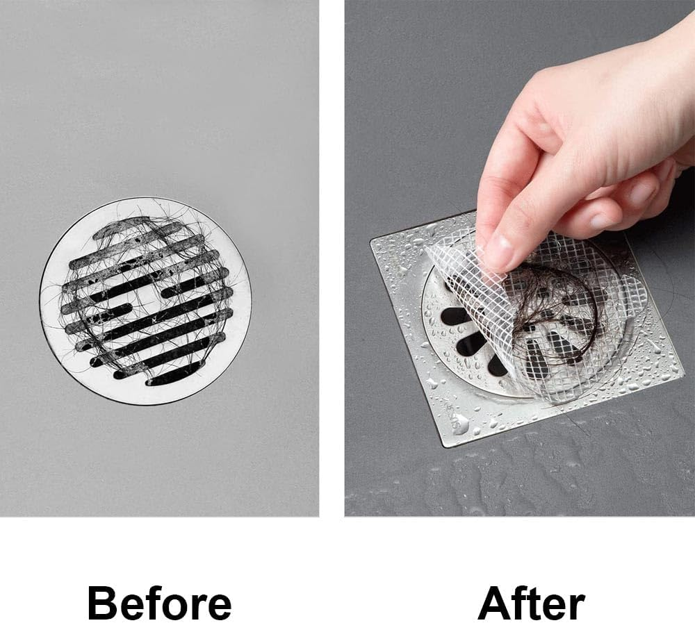 Disposable Drain Hair Catcher 50 Pack, Shower Drain Cover Hair Catcher Mesh Sticker, White, Plastic, Matte, Modern, Glass Fiber Construction image number 2