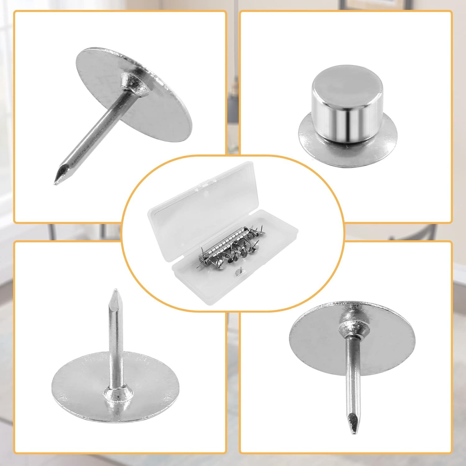 Unlorspy 25 Sets Magnet Thumb Tacks No Hole Tack Magnetic Push Pins for Map, Photo, Poster,Paper Craft,Walls Bulletin Boards image number 4