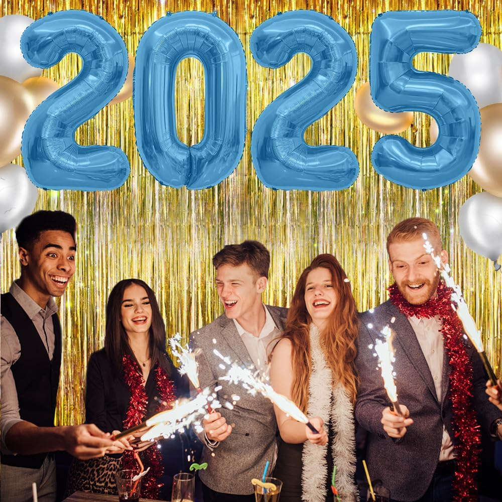 2025 Balloons Blue 2025 Foil Number Balloons, 40 Inch 2025 Balloons New Year, Large 2025 Mylar Balloons for 2025 New Years Eve Party Supplies Festival Birthday Anniversary Graduation Decorations image number 4