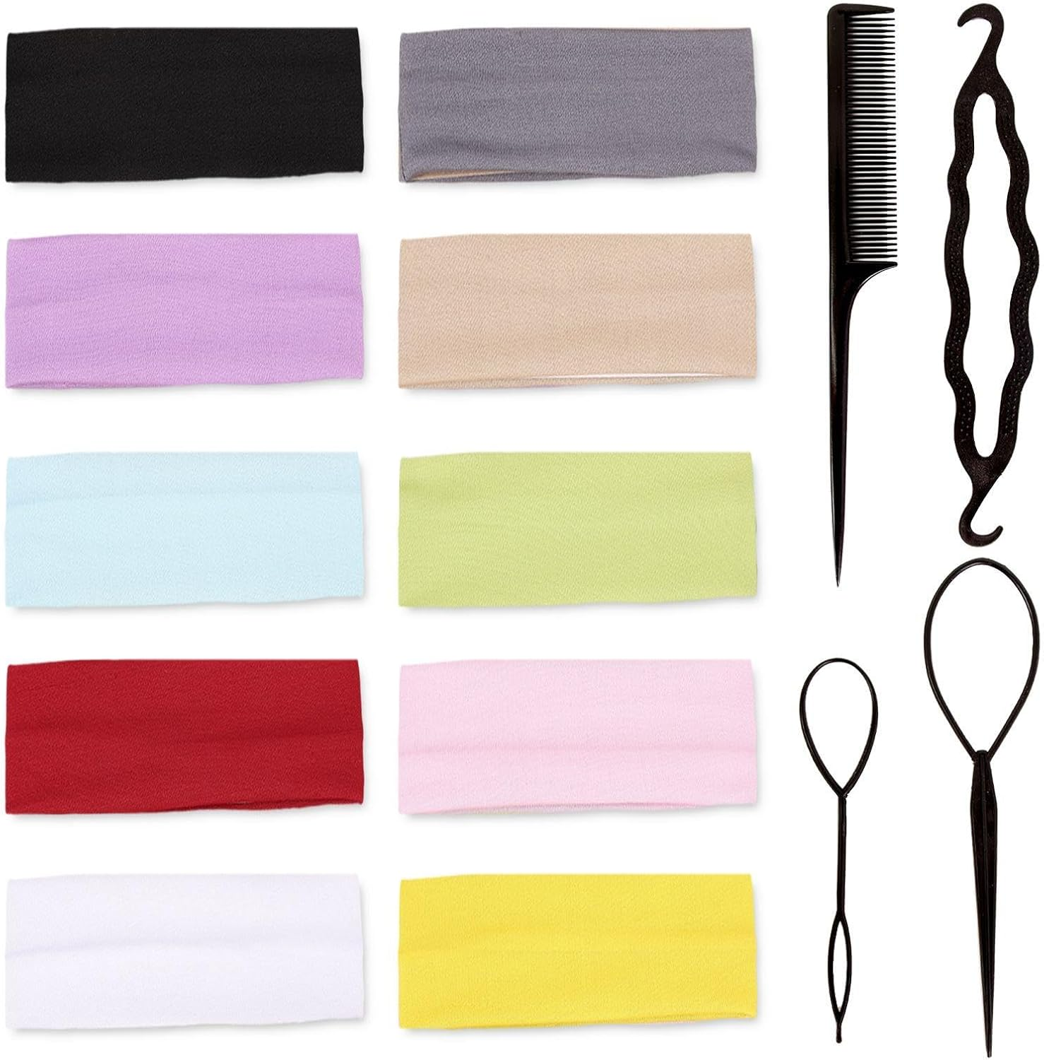 10-Piece Women'S Headband and 4-Piece Hairpin, Elastic Headband, Sports Headband, Headband against Slipping, Sweat-Absorbing Headband image number 2