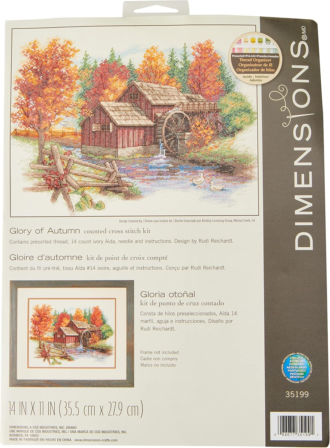 Dimensions 'Peaceful Lake House' Counted Cross Stitch Kit, Ivory Aida, 14" X 11", 14 Count