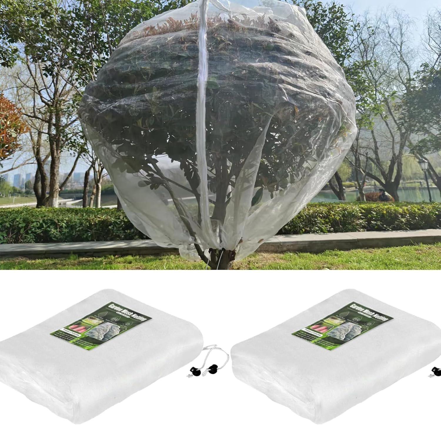Garden Mesh Netting with Drawstring and Zipper-Plants Cover Protection from anti Birds,Insects-Pest Barrier Bag for Blueberry Bushes,Citrus,Tomatoes,Vegetables,Fruit Tree ﻿ (290 * 305Cm 2 Pack) image number 4