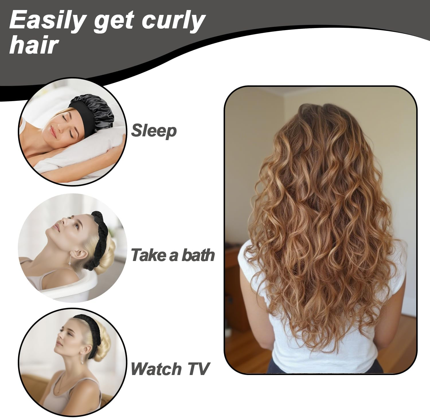 Thin Curling Iron Set No Heat for Overnight Curls, No Heat, Adjustable Flexible Rods, with Satin Cap, Sleeper for Long and Short Hair, Soft Curlers image number 1